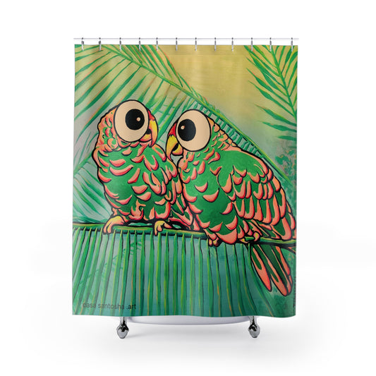 Chatty Cyclops Parrots Pop Art Shower Curtain