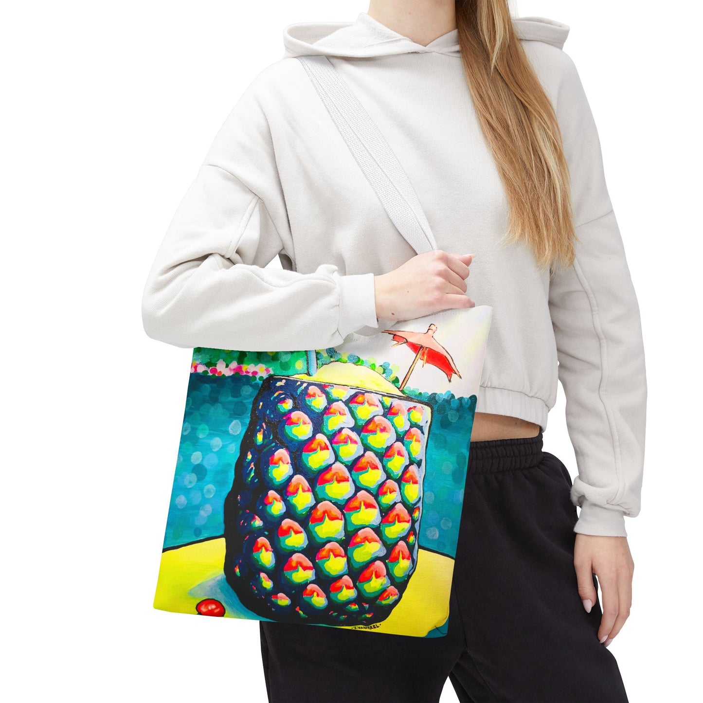 Premium Neon Piña Colada Tote Bag, Original Artist Design, Reusable Shopping Tote,  Eco-Friendly