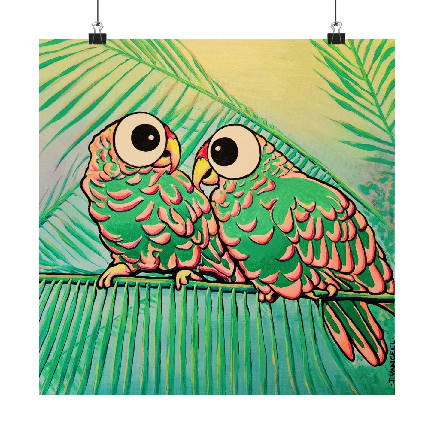 Chatty Cyclops Parrots Giclée Art Poster