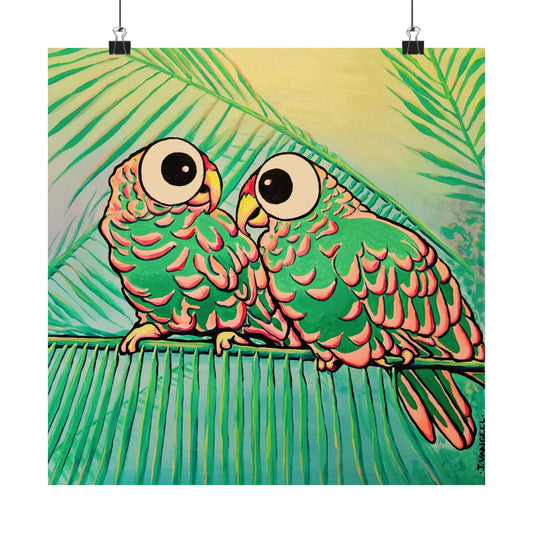 Chatty Cyclops Parrots Giclée Art Poster