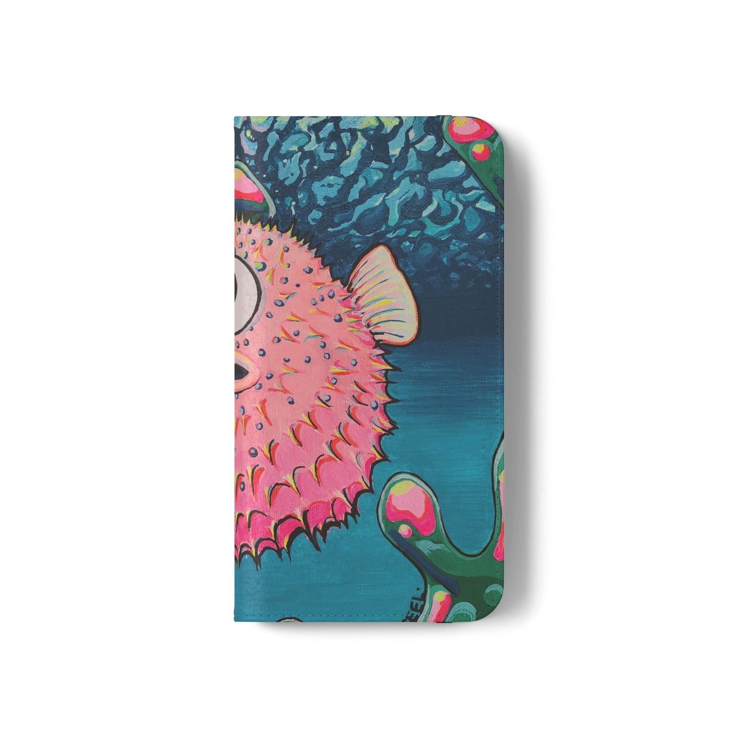 Cyclops Pufferfish Flip Phone Case – Wallet Cover with Card Slots