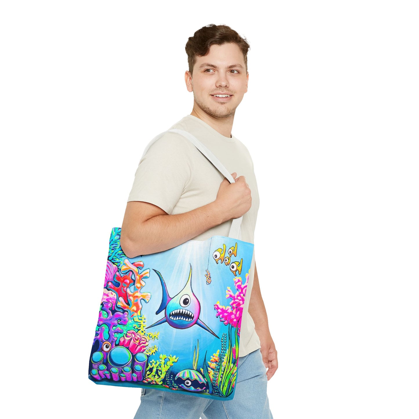 Premium Cyclops Shark Tote Bag, Original Artist Design, Reusable Shopping Tote,  Eco-Friendly