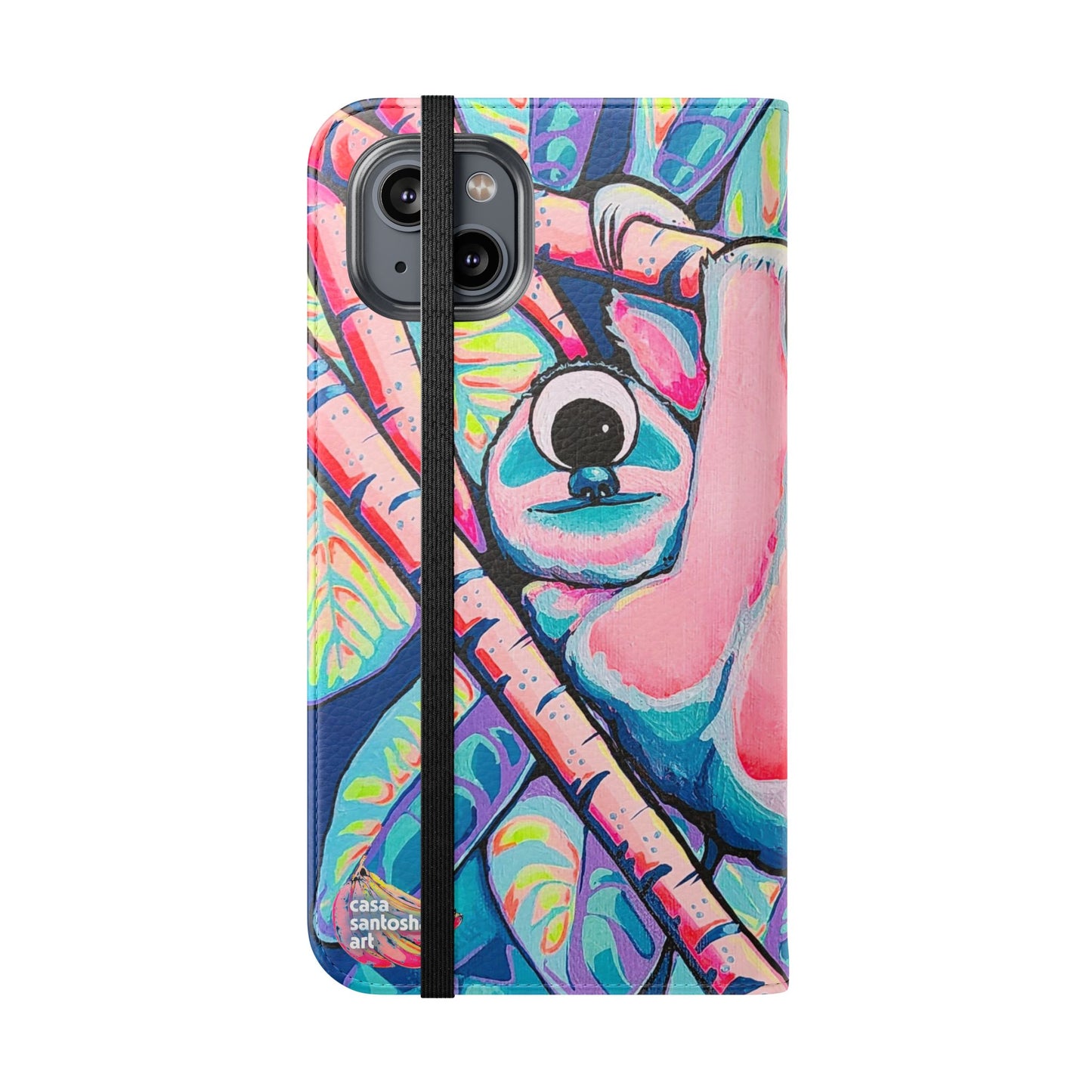 Cyclops Sloth Flip Phone Case – Wallet Cover with Card Slots