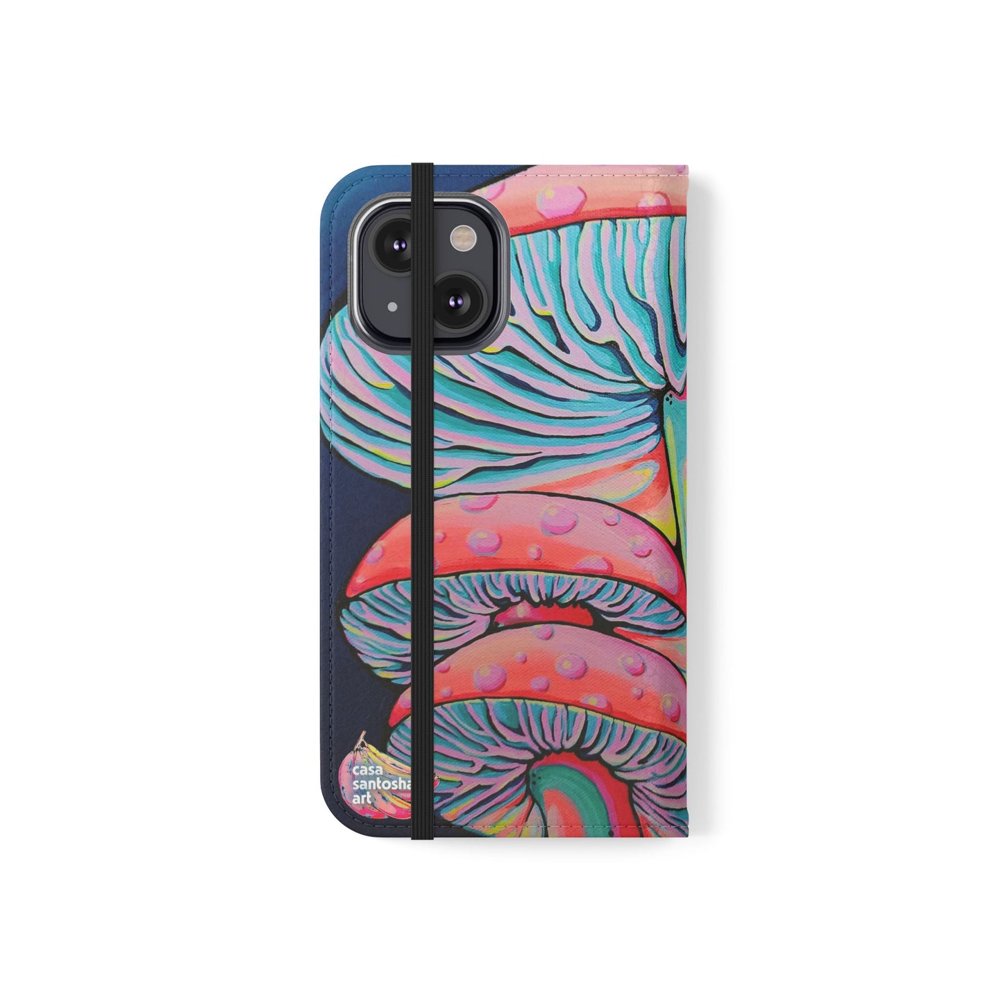 Trippy Mushrooms Flip Phone Case – Wallet Cover with Card Slots