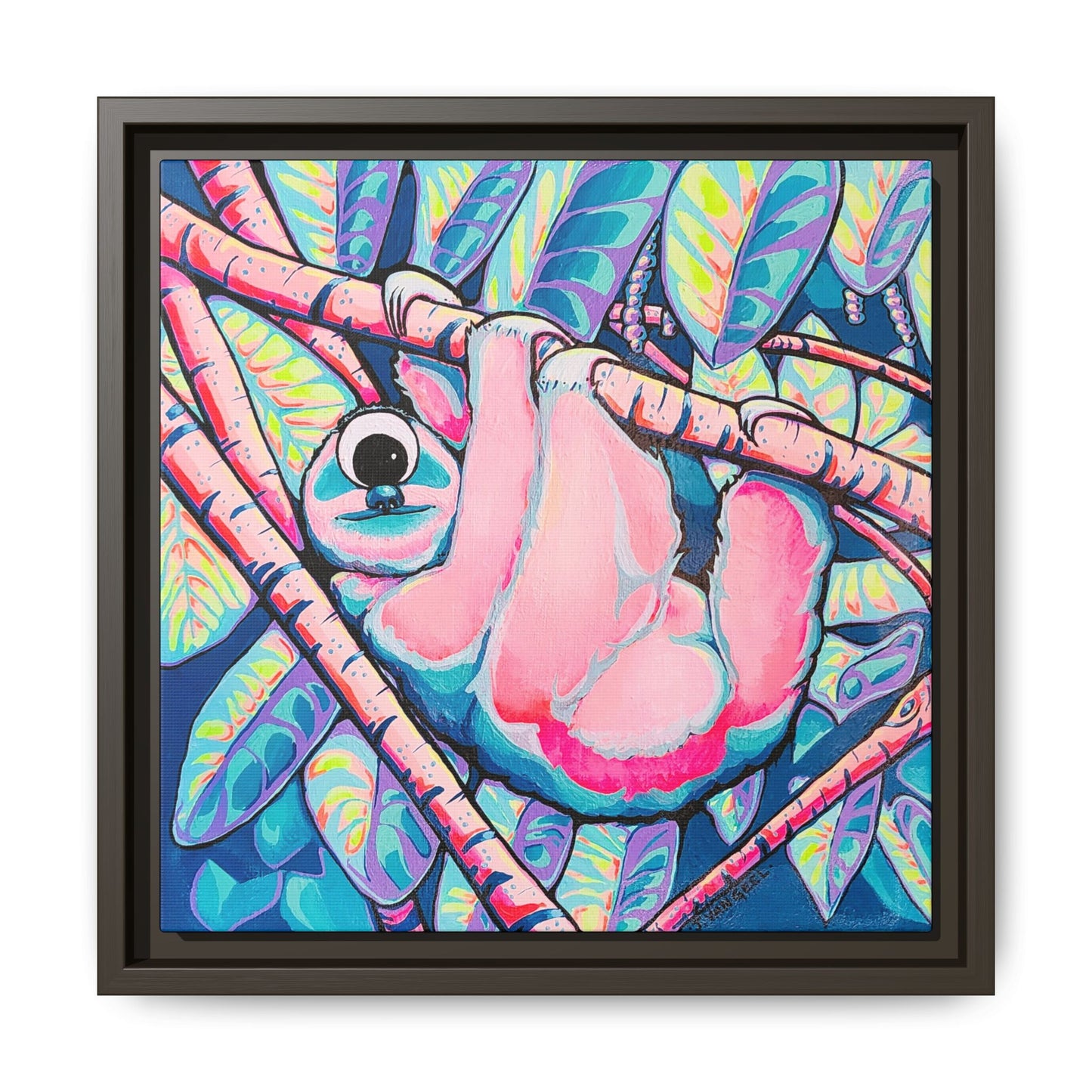 Framed Cyclops Sloth Canvas Print