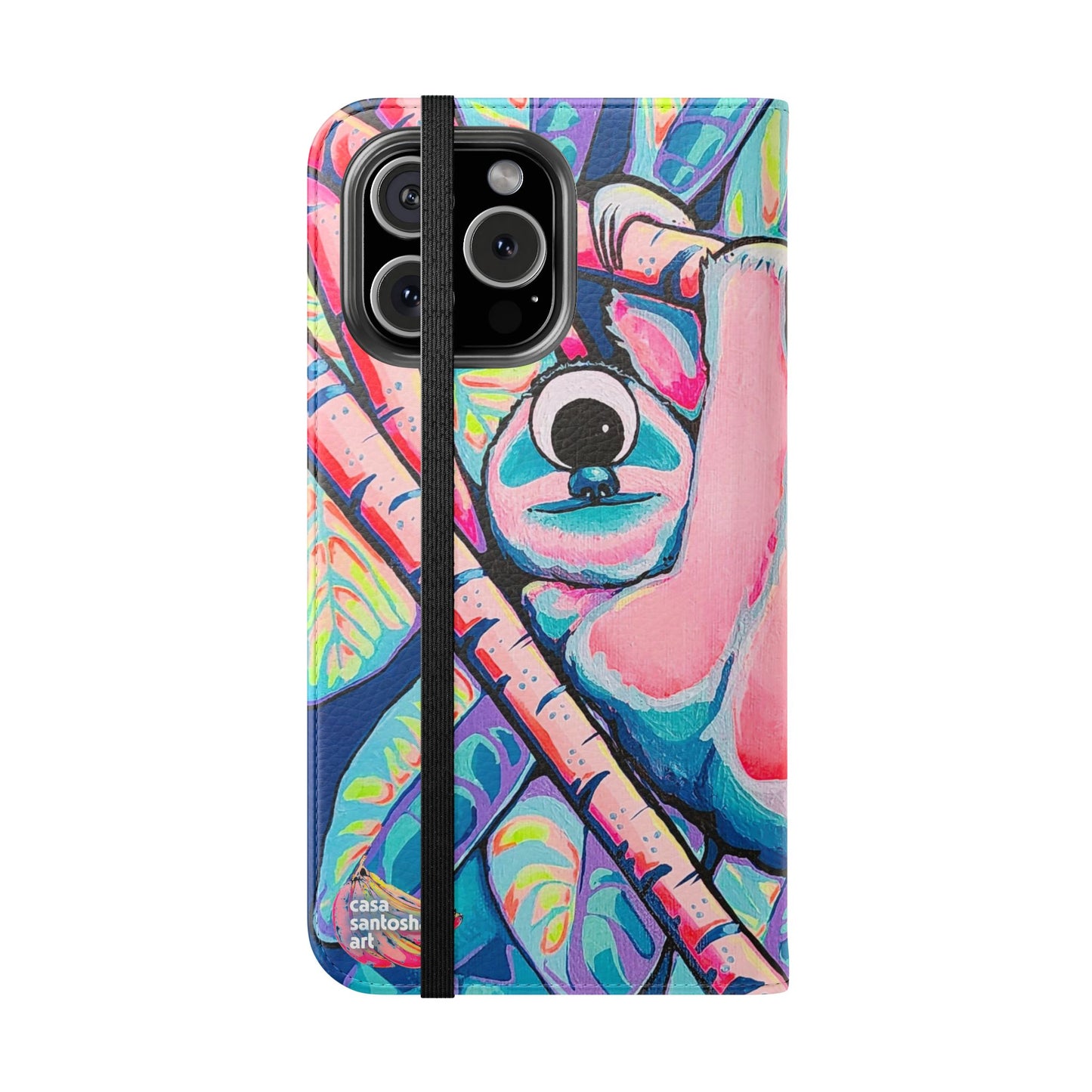 Cyclops Sloth Flip Phone Case – Wallet Cover with Card Slots