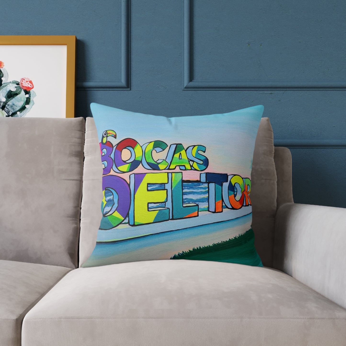 Bocas Del Toro Sign Art Canvas Decorative Pillow