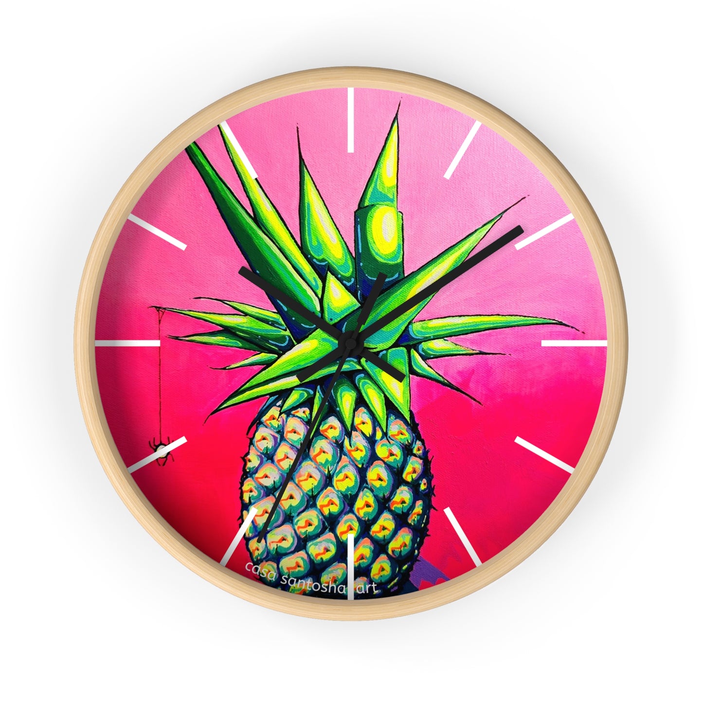 Neon Pineapple Pop Art Wall Clock