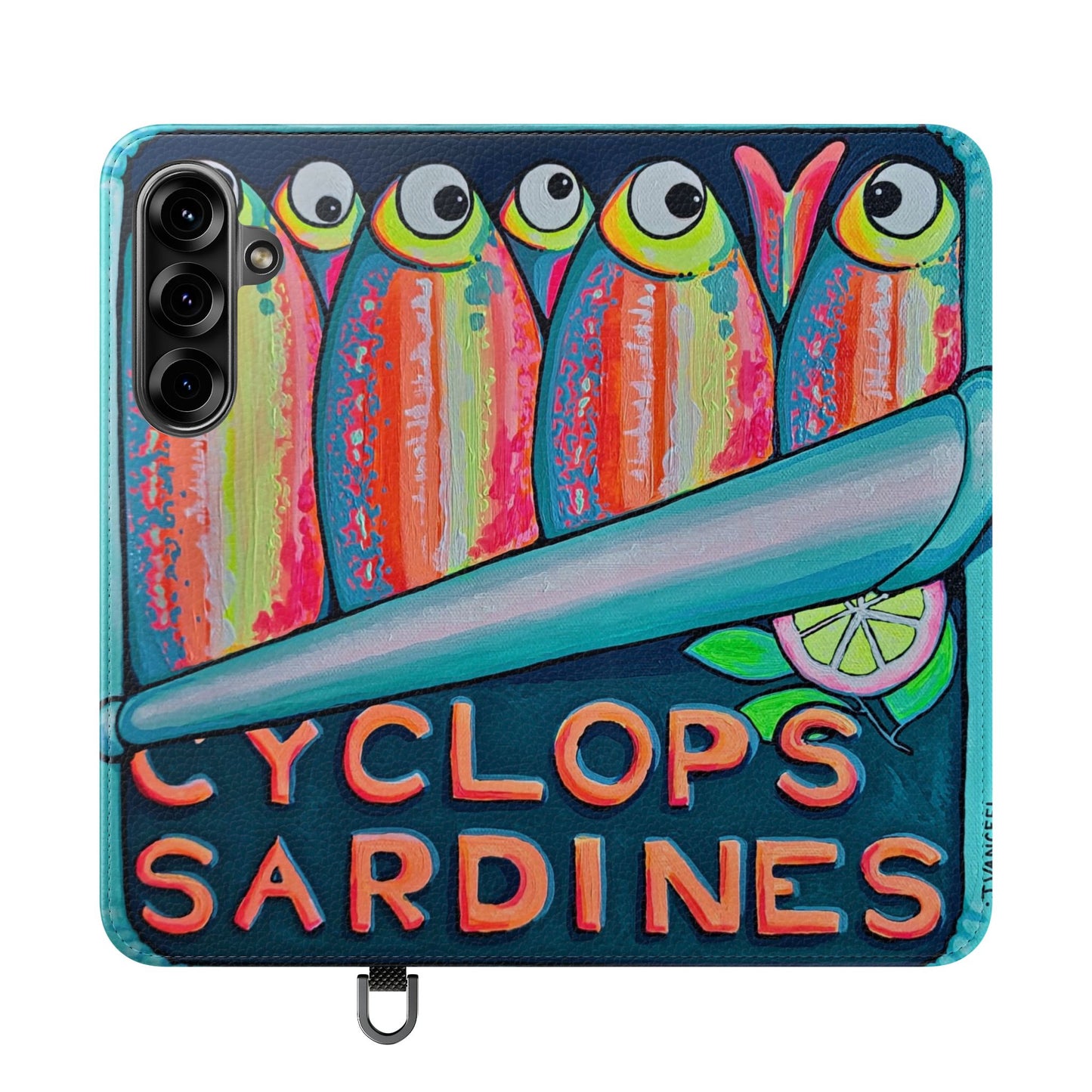 Neon Sardines Flip Phone Case – Wallet Cover with Card Slots