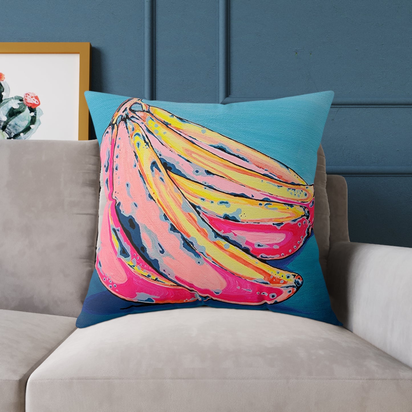 Neon Banana Art Canvas Decorative Pillow