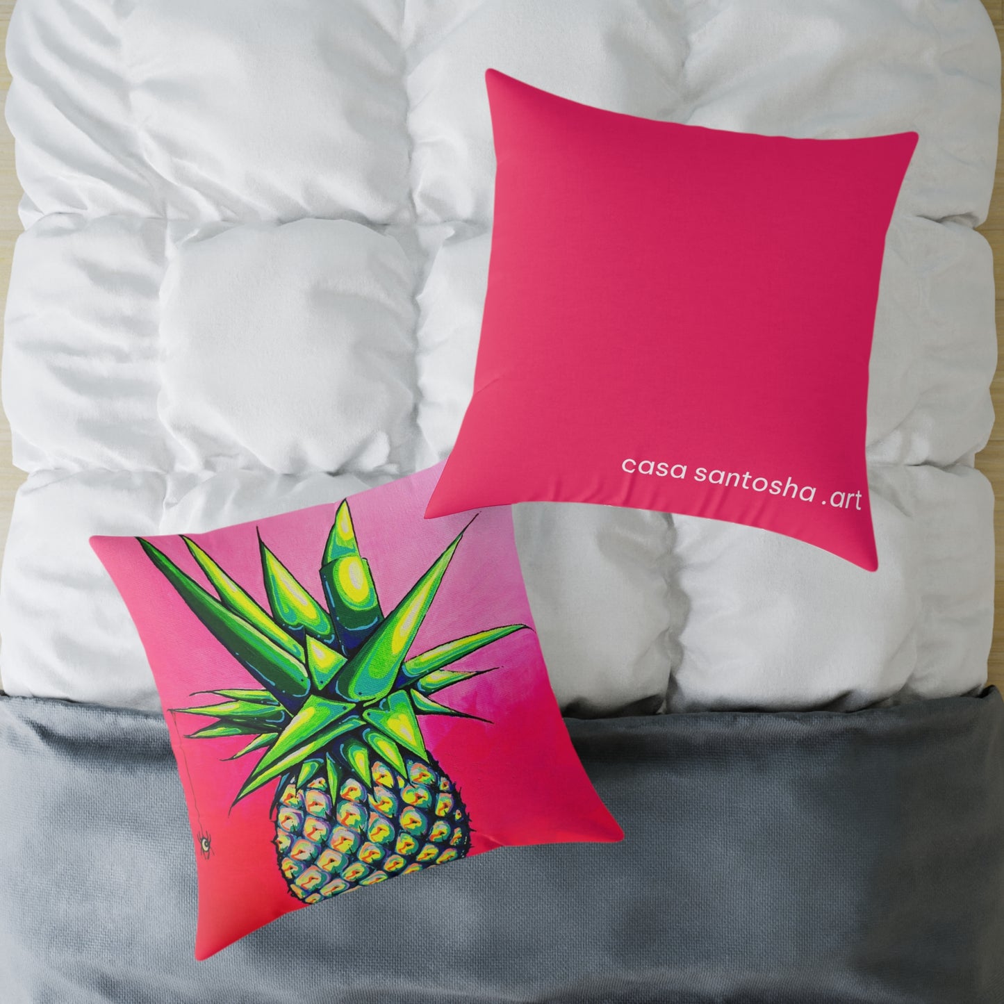 Neon Pineapple Art Canvas Decorative Pillow