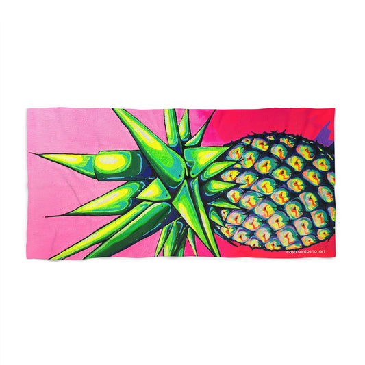 Neon Pineapple Beach Towel for Summer Fun and Vacation Essentials