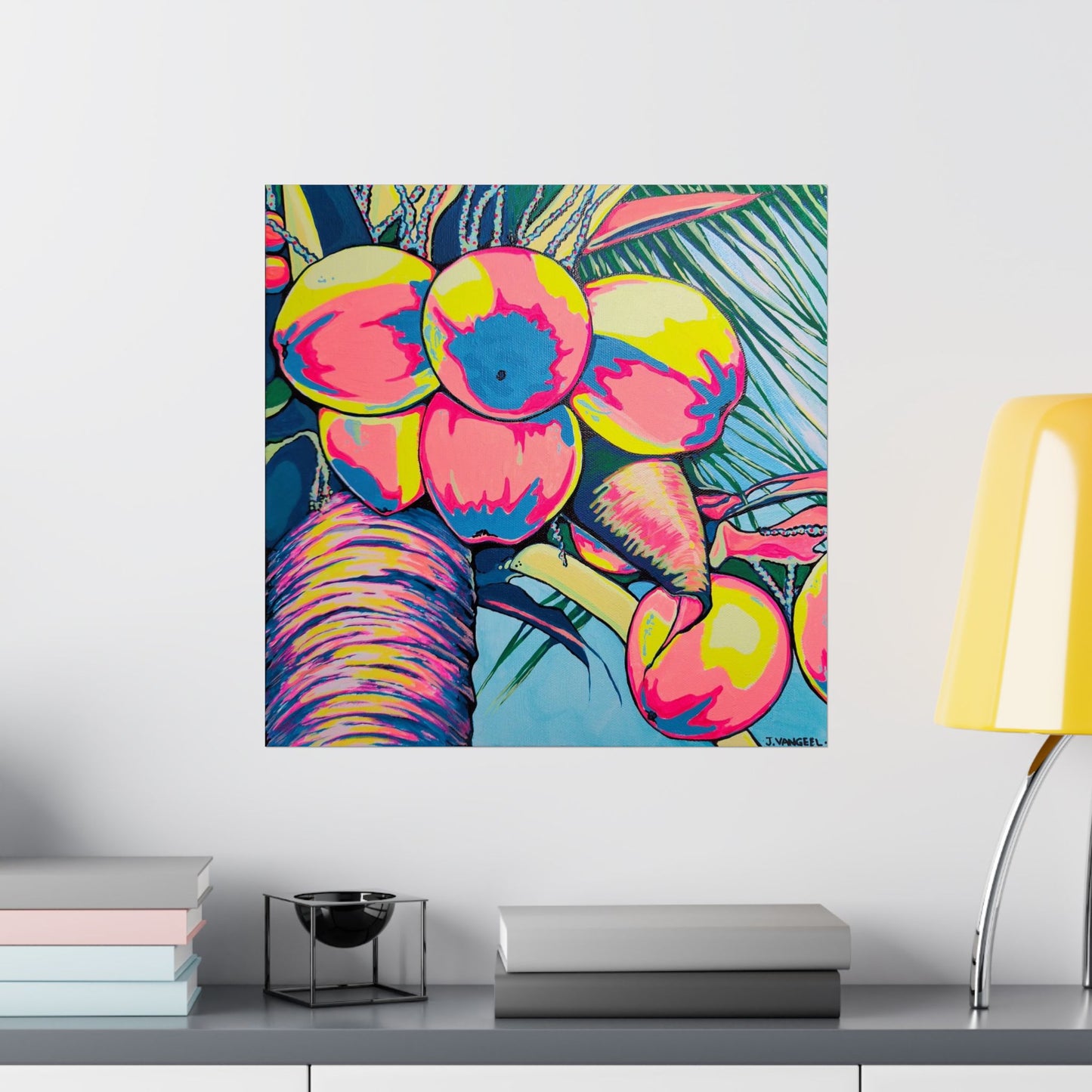 Neon Coconuts Giclée Art Poster
