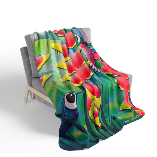 Cyclops Hummingbirds Fleece Sherpa Blanket