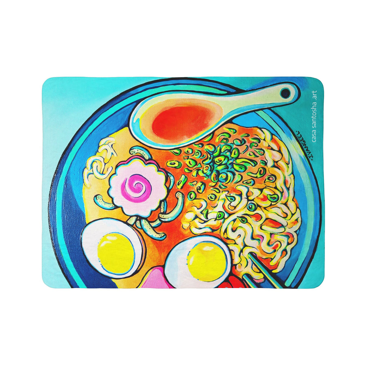 Neon Ramen Fleece Sherpa Blanket