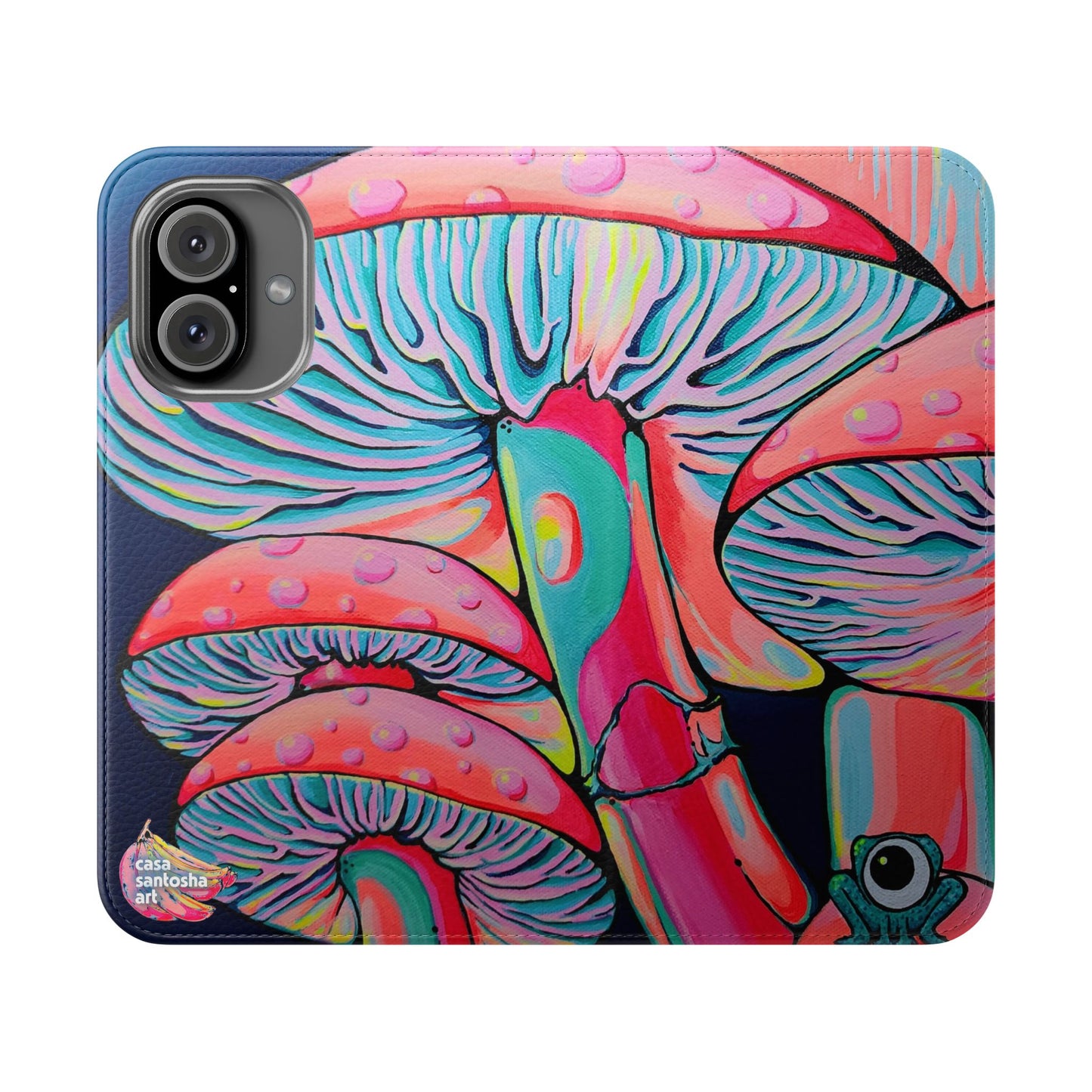 Trippy Mushrooms Flip Phone Case – Wallet Cover with Card Slots