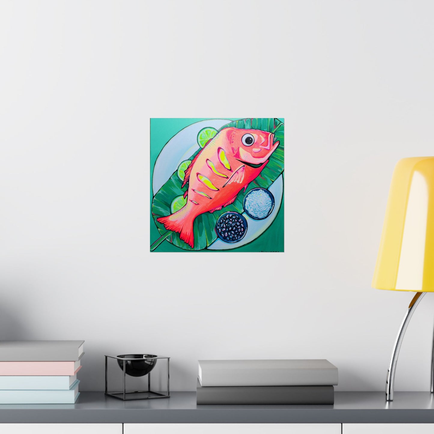 Neon Fried Fish Giclée Art Poster