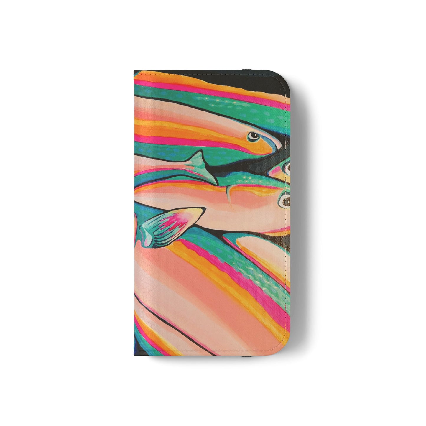 Neon Fish Flip Phone Case – Wallet Cover with Card Slots