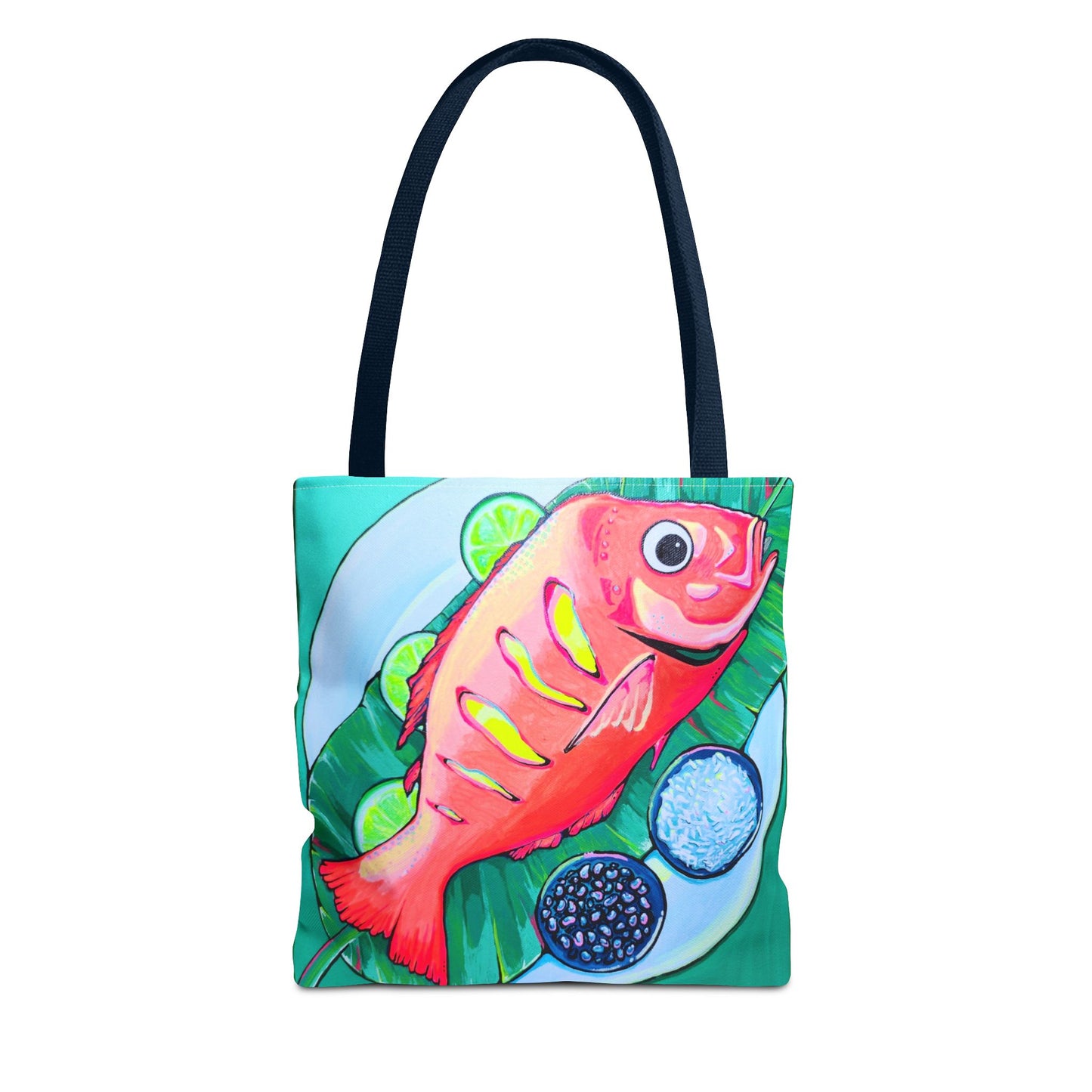 Premium Neon Fried Fish Tote Bag, Original Artist Design, Reusable Shopping Tote, Eco-Friendly