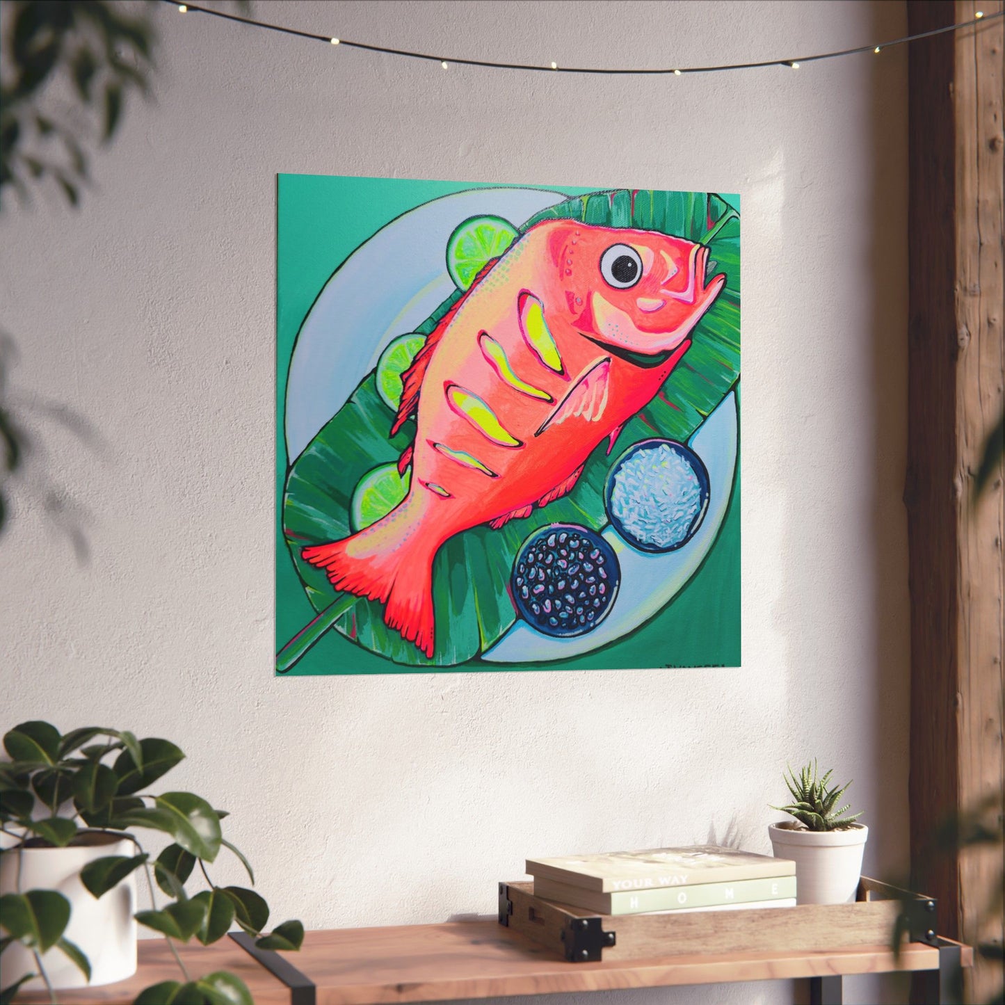 Neon Fried Fish Giclée Art Poster
