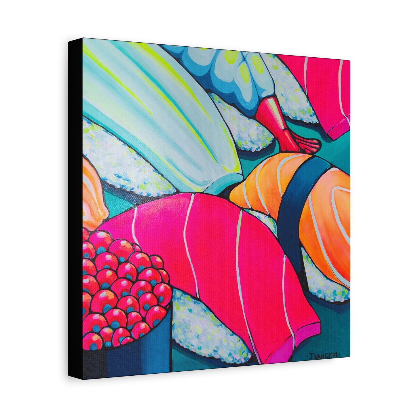 Neon Sushi Canvas Print, Original Artist Design, Home Decor, Wall Art