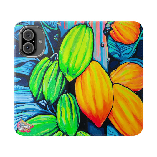 Neon Cacao Flip Phone Case – Wallet Cover with Card Slots