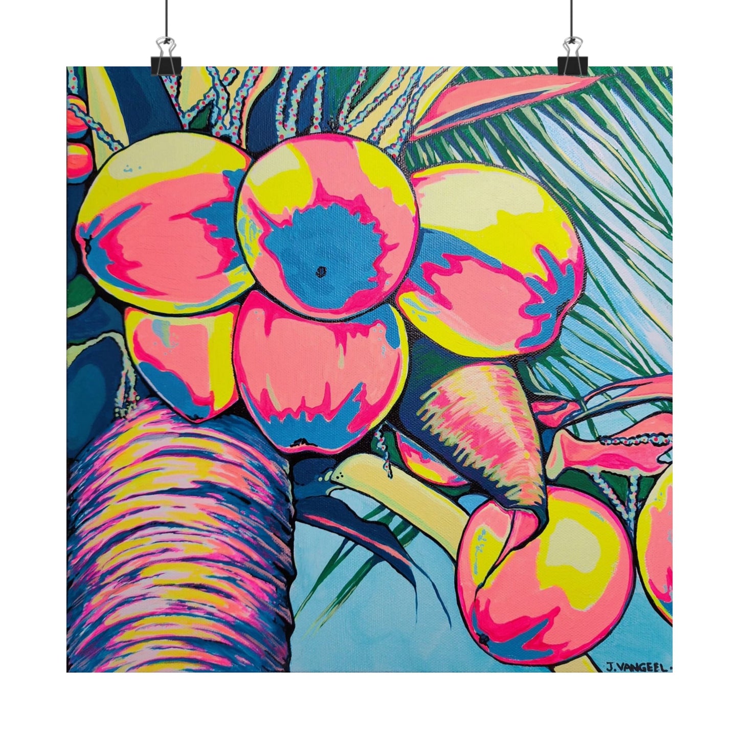 Neon Coconuts Giclée Art Poster