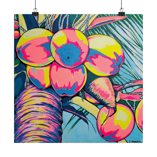 Neon Coconuts Giclée Art Poster