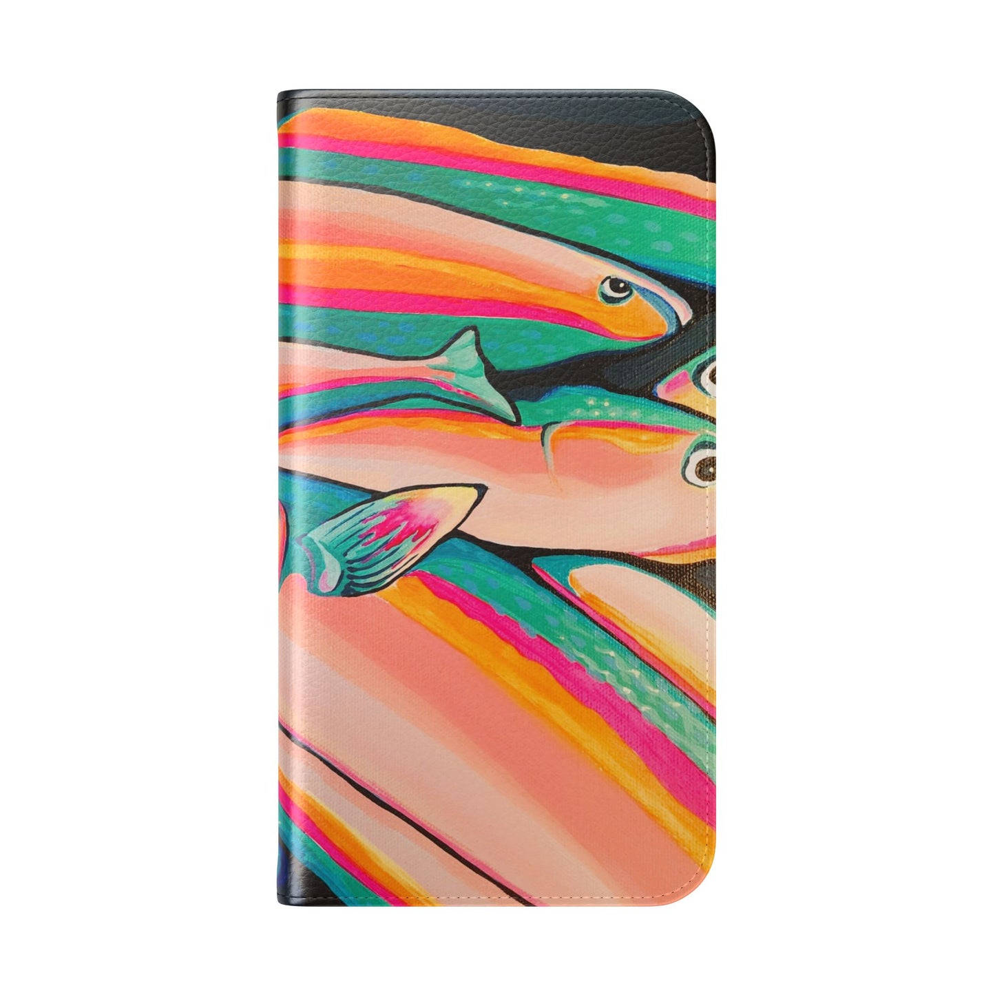 Neon Fish Flip Phone Case – Wallet Cover with Card Slots