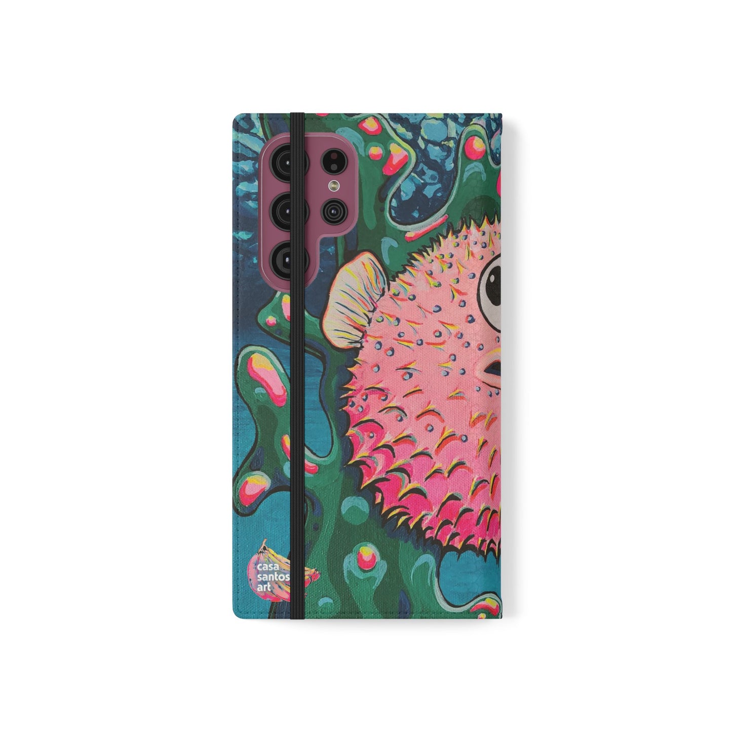 Cyclops Pufferfish Flip Phone Case – Wallet Cover with Card Slots