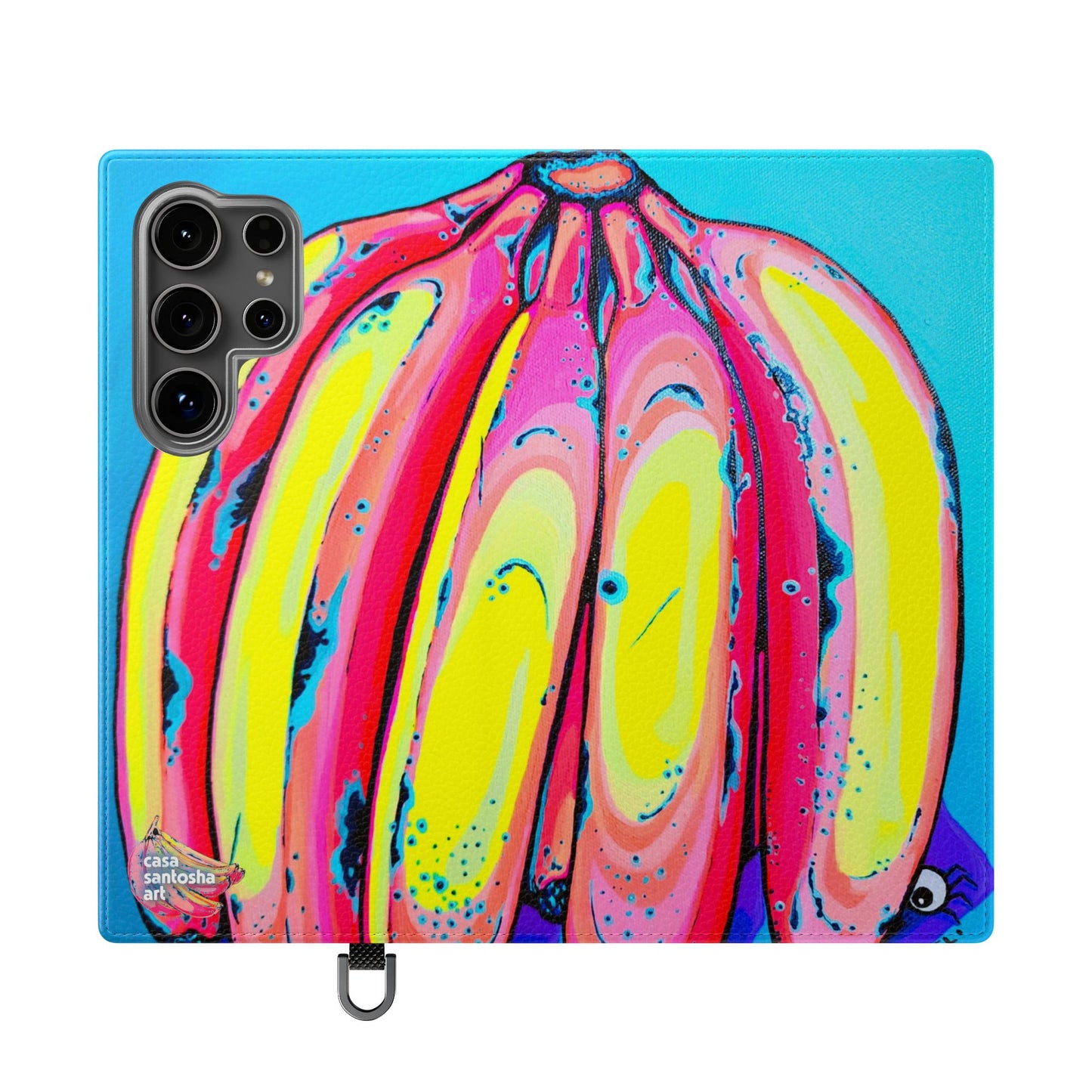 Neon Fat Bananas Flip Phone Case – Wallet Cover with Card Slots