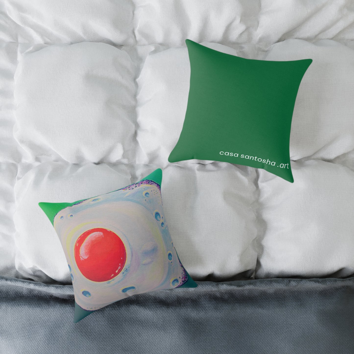 Neon Fried Egg Art Canvas Decorative Pillow