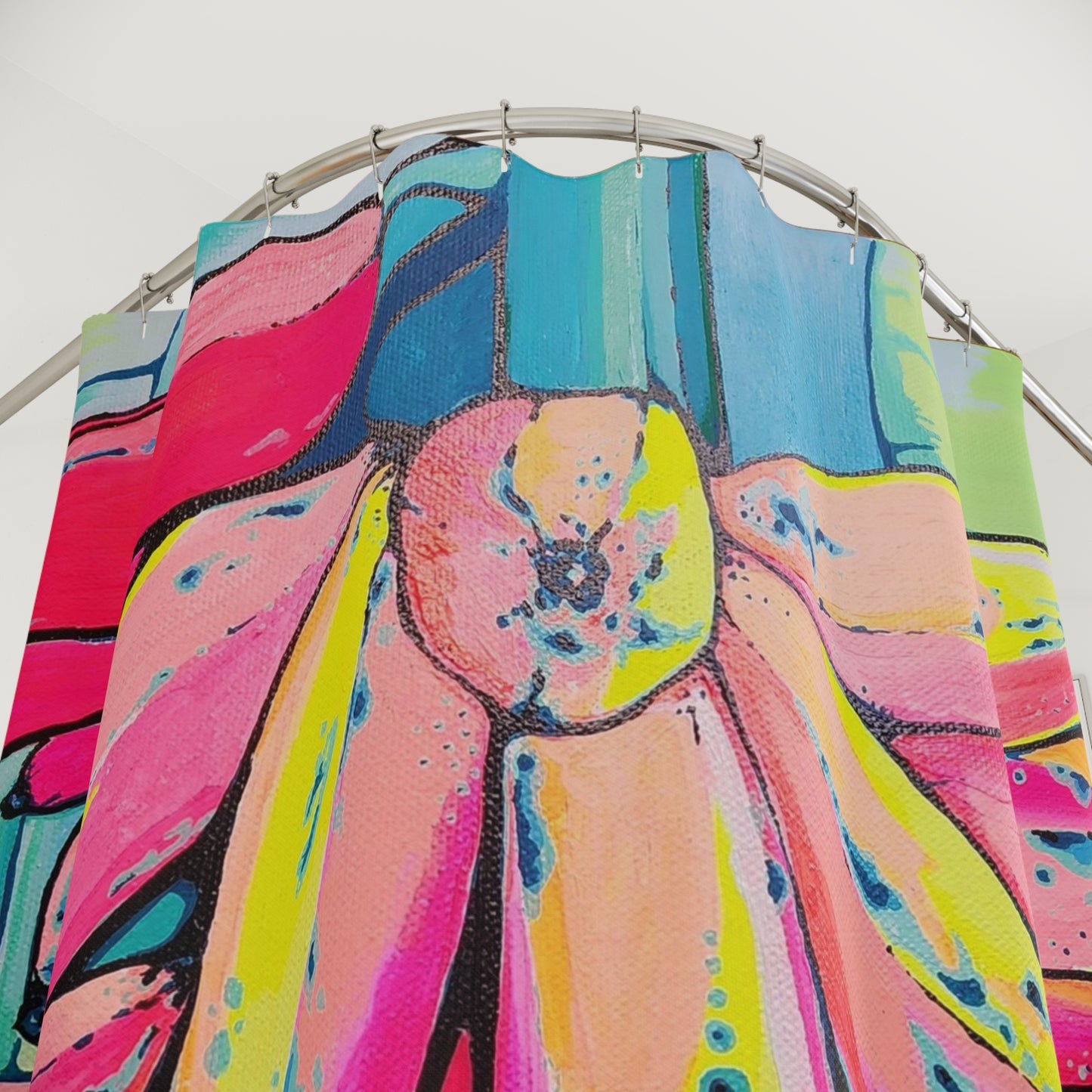 Neon Primitivo Bananas Pop Art Shower Curtain
