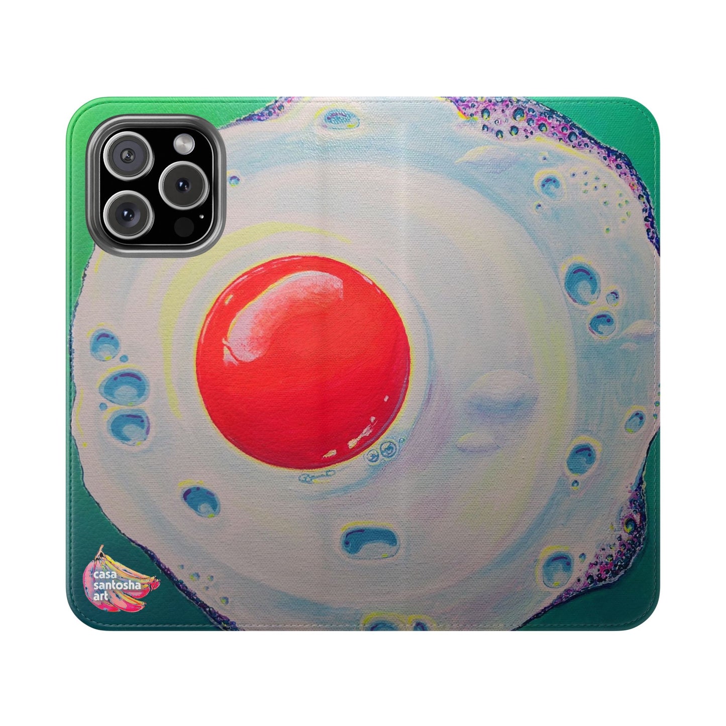 Neon Fried Egg Flip Phone Case – Wallet Cover with Card Slots