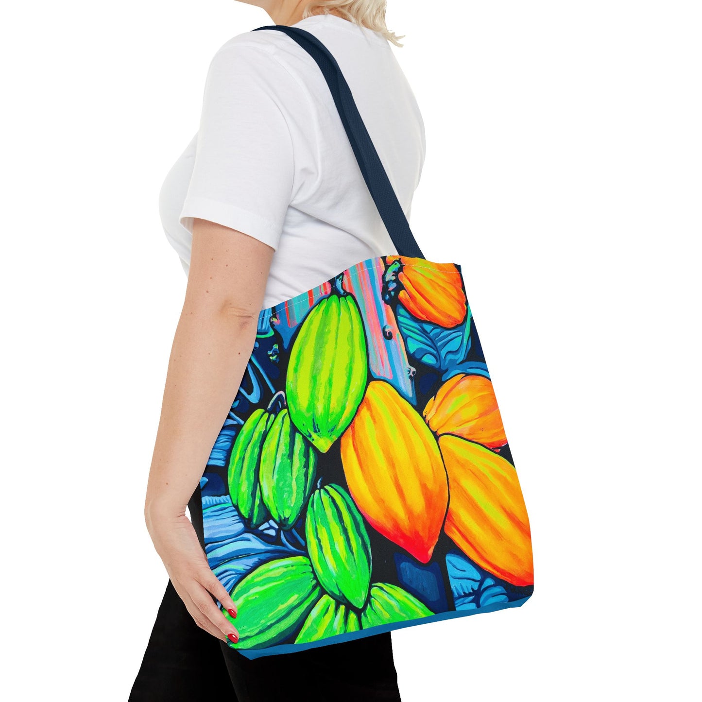 Premium Neon Cacao Tote Bag, Original Artist Design, Reusable Shopping Tote, Eco-Friendly