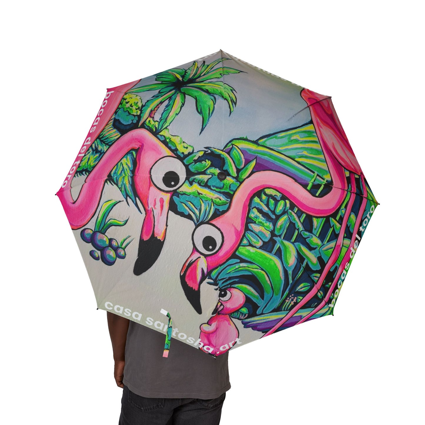 Cyclops Flamingo Family Print Umbrella - Foldable & Stylish Rain Gear