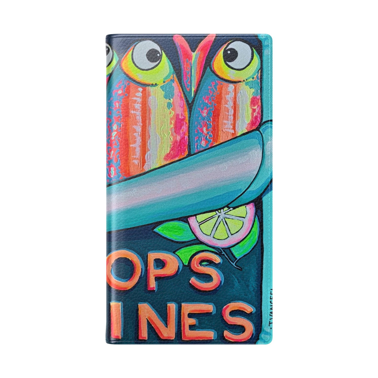 Neon Sardines Flip Phone Case – Wallet Cover with Card Slots