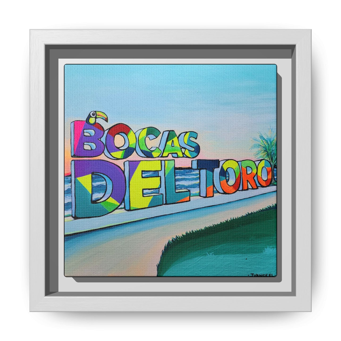 Framed Bocas Del Toro Sign Canvas Print