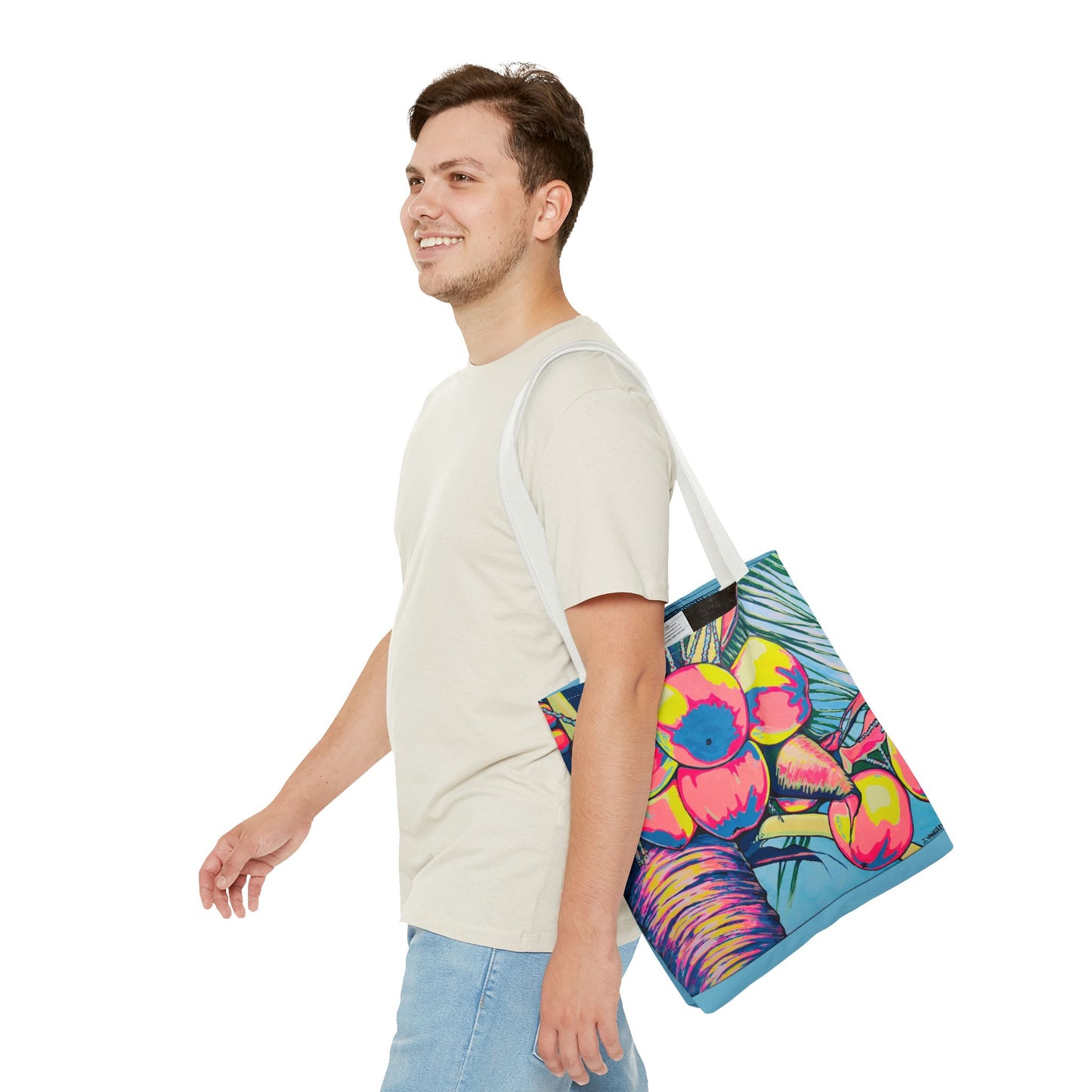Premium Neon Coconuts Tote Bag, Original Artist Design, Reusable Shopping Tote, Eco-Friendly