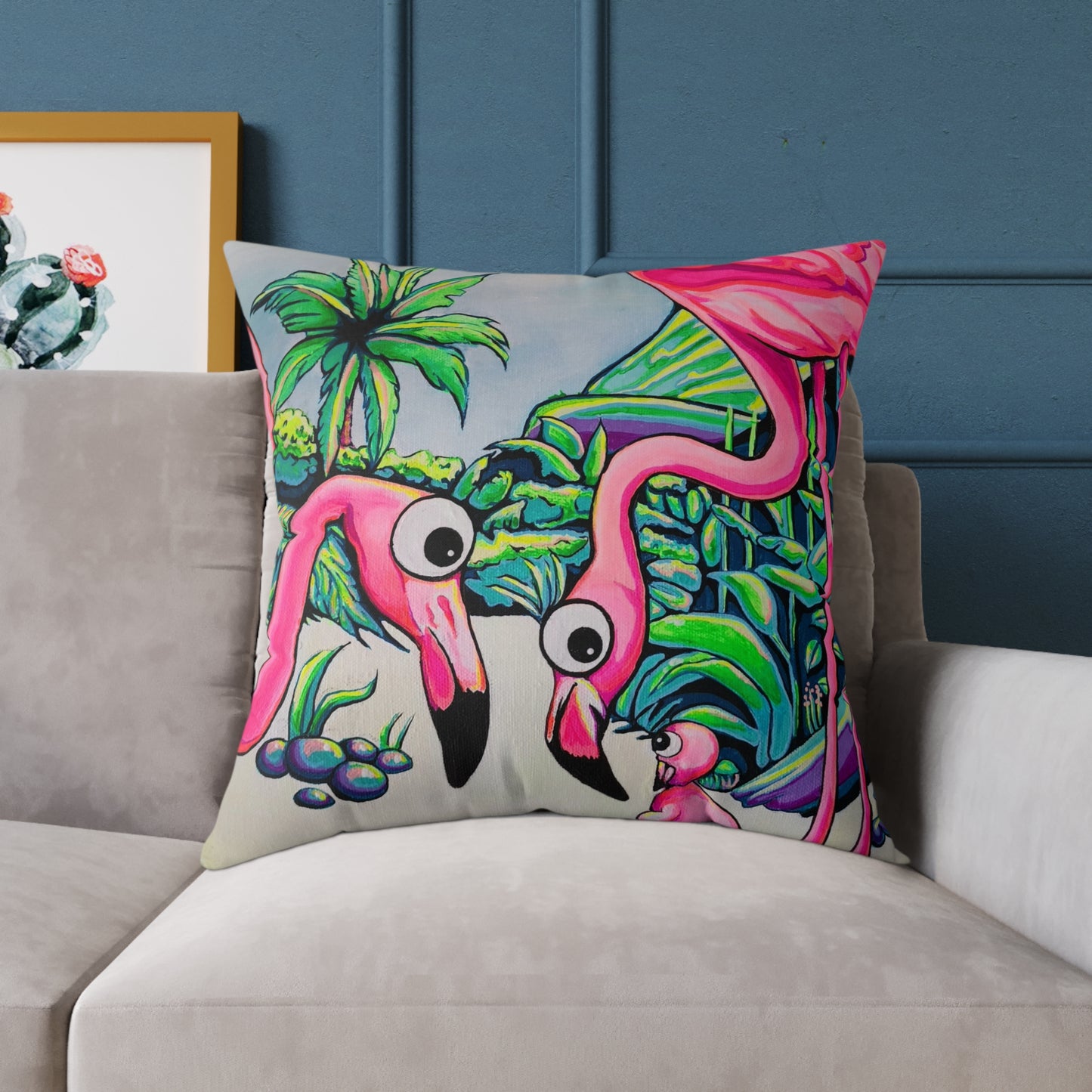 Cyclops Flamingo Family Art Canvas Decorative Pillow