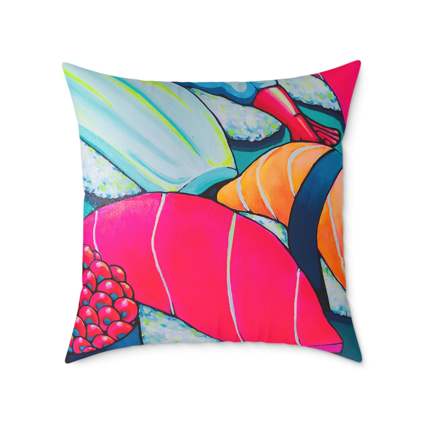 Neon Sushi Art Canvas Decorative Pillow