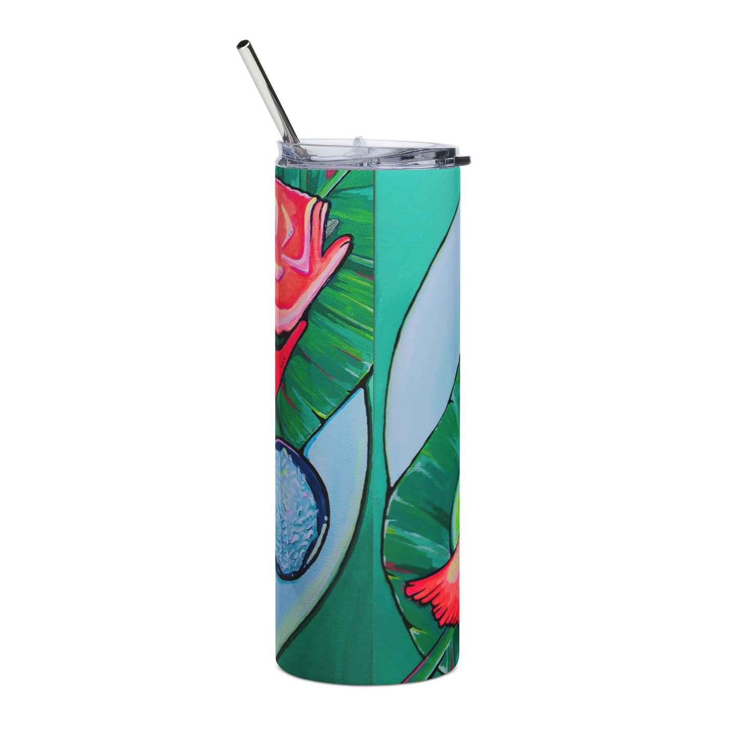 Neon Fried Fish Stainless Steel Tumbler, 20oz | Fun Travel Mug, Eco-Friendly