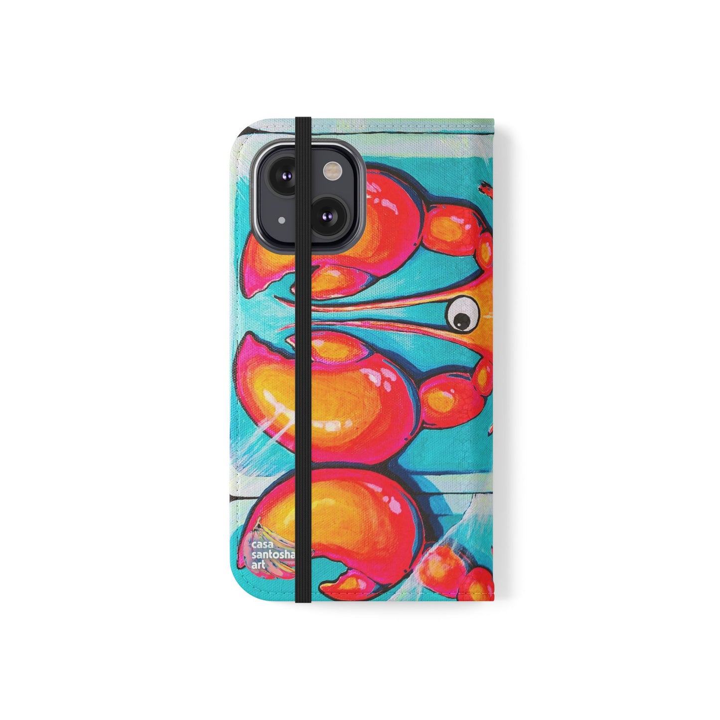Neon Lobster Flip Phone Case – Wallet Cover with Card Slots