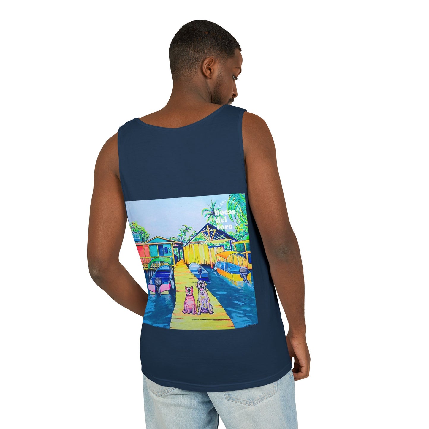 Unisex Cyclops Cat and Dog in Bocas Tank Top - Perfect for Summer Vibes