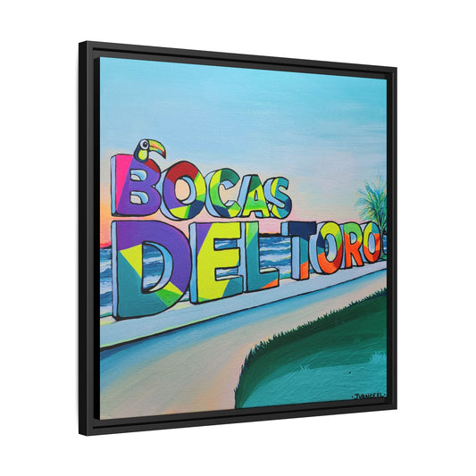 Framed Bocas Del Toro Sign Canvas Print
