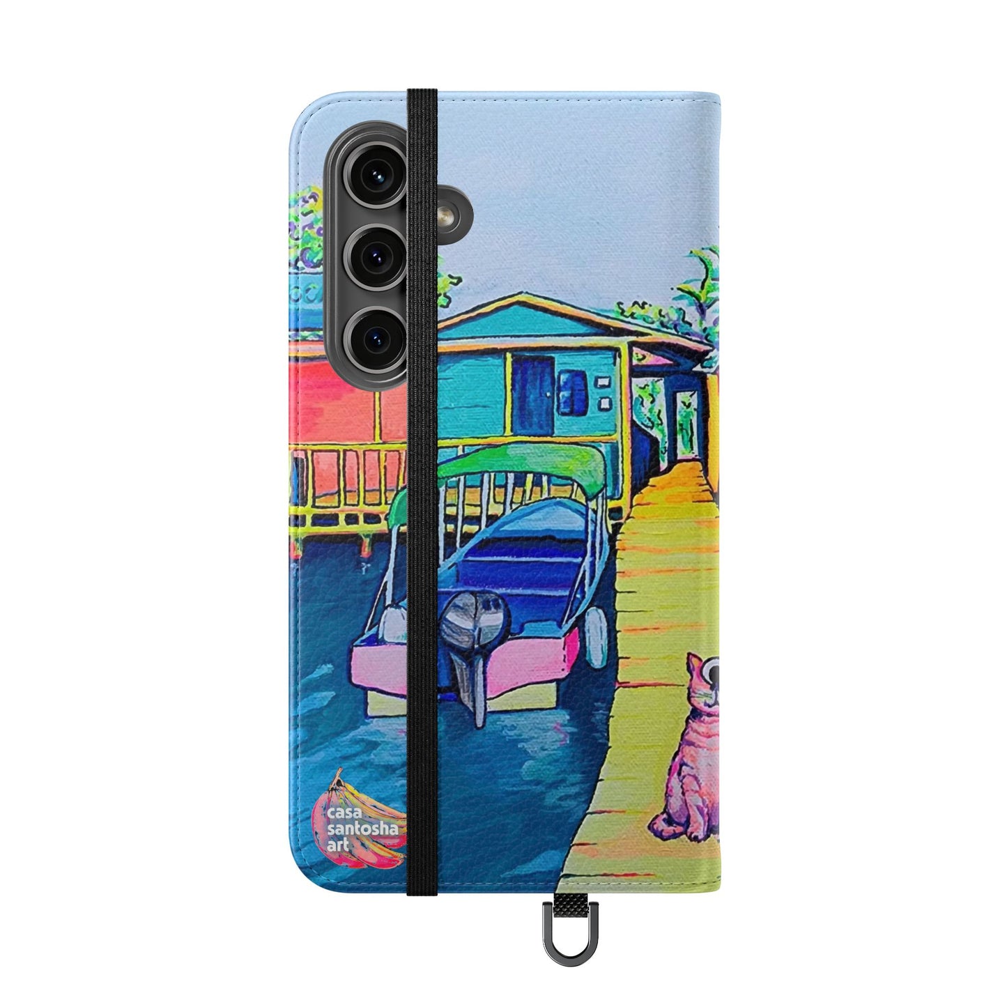 Cyclops Cat and Dog in Bocas Flip Phone Case – Wallet Cover with Card Slots