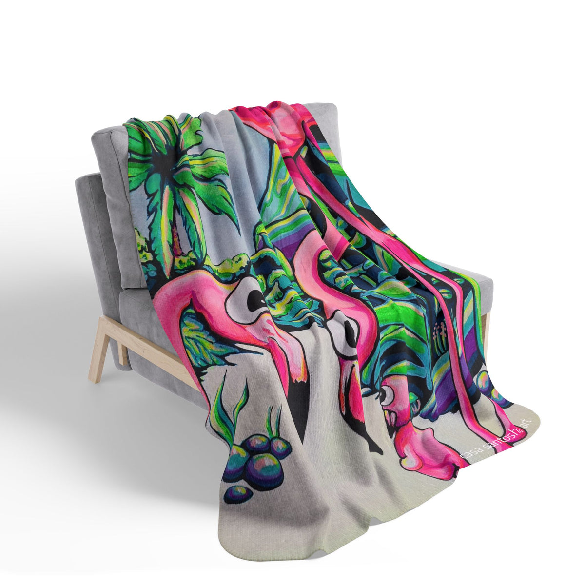 Cyclops Flamingo Family Fleece Sherpa Blanket