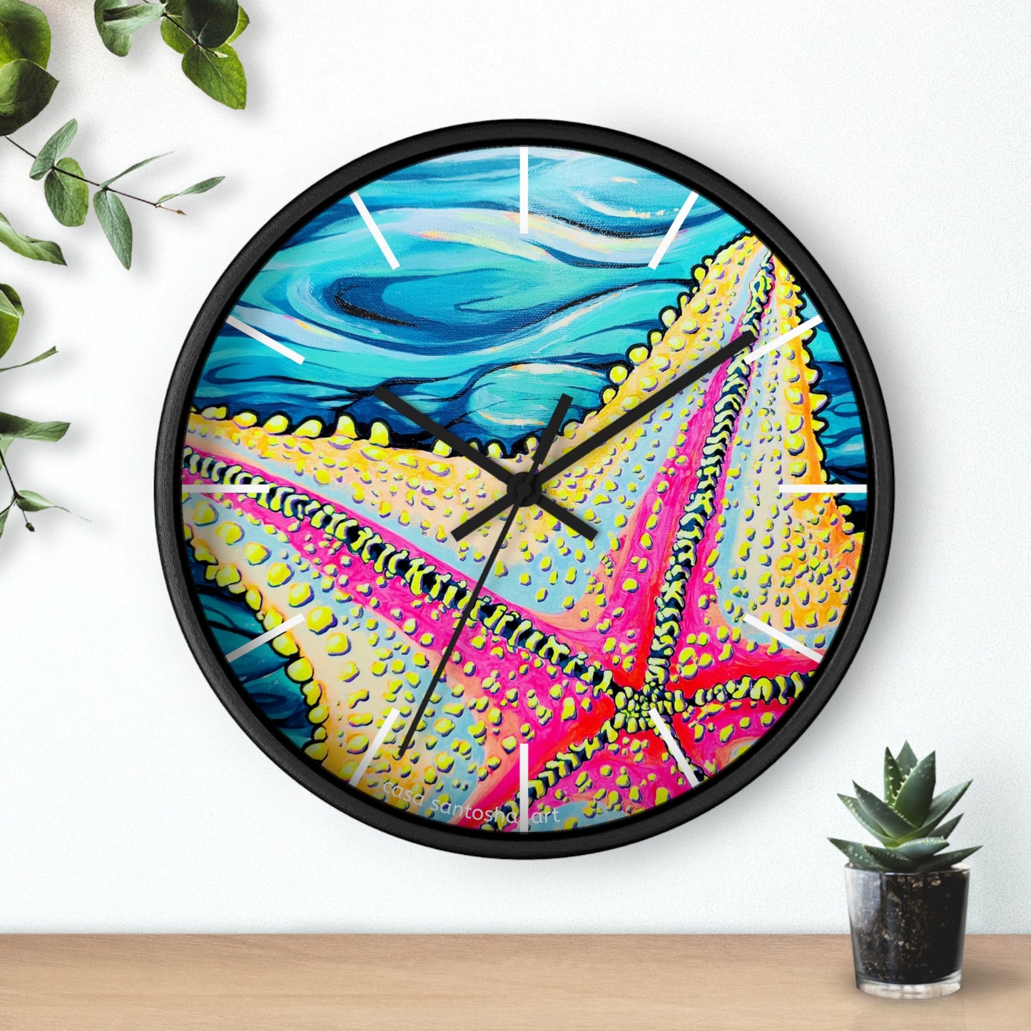 Starfish Beach Bocas Pop Art Wall Clock