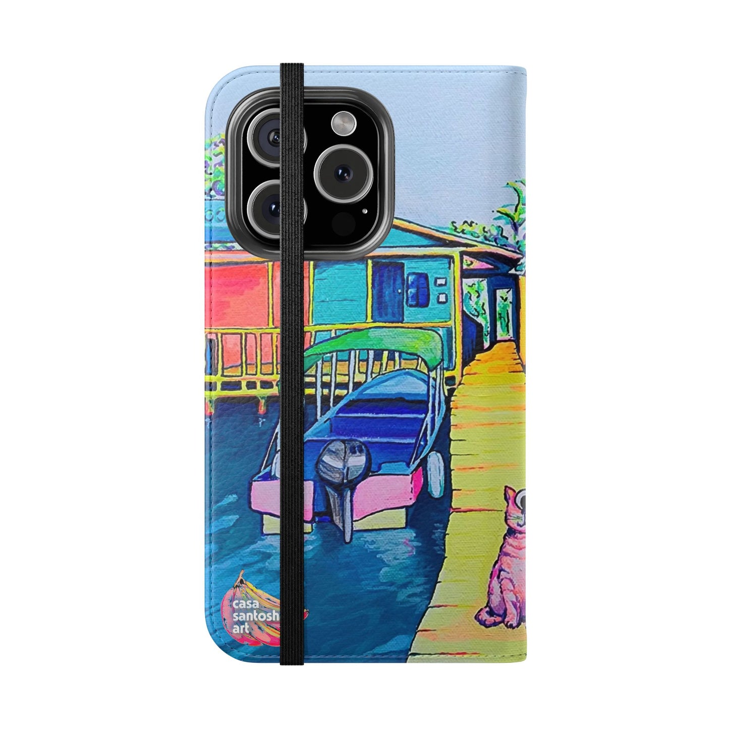 Cyclops Cat and Dog in Bocas Flip Phone Case – Wallet Cover with Card Slots