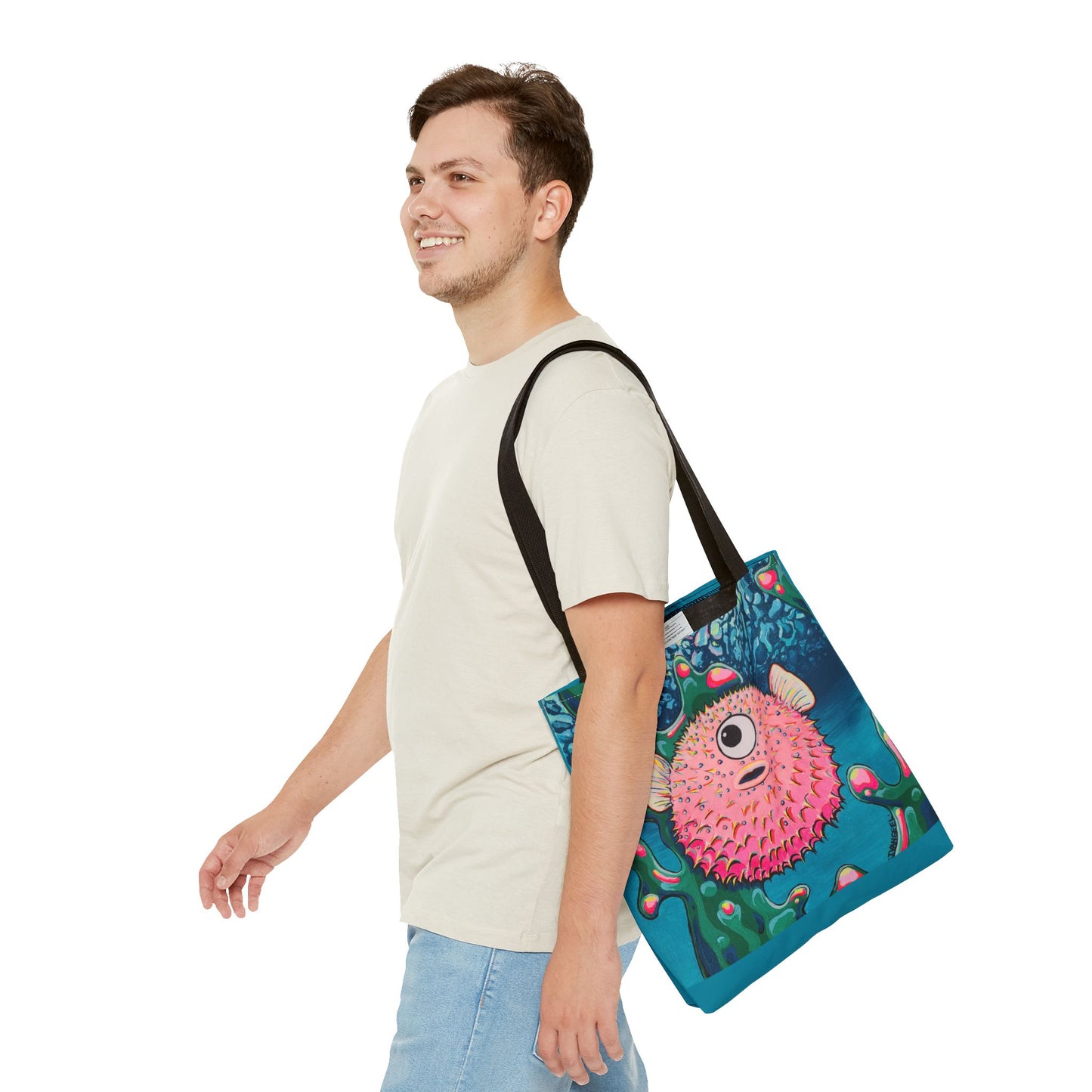 Premium Cyclops Pufferfish Tote Bag, Original Artist Design, Reusable Shopping Tote, Eco-Friendly